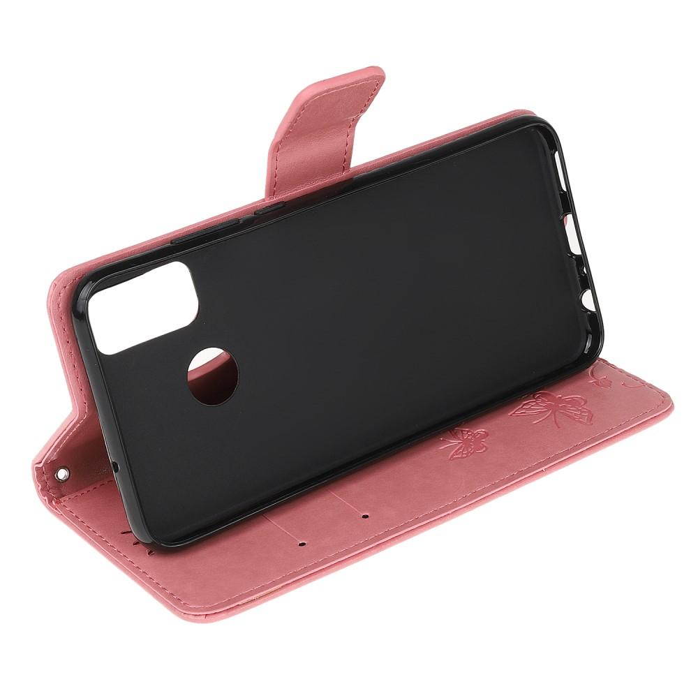 Funda de Cuero con Mariposas Motorola Moto G50, Rosa