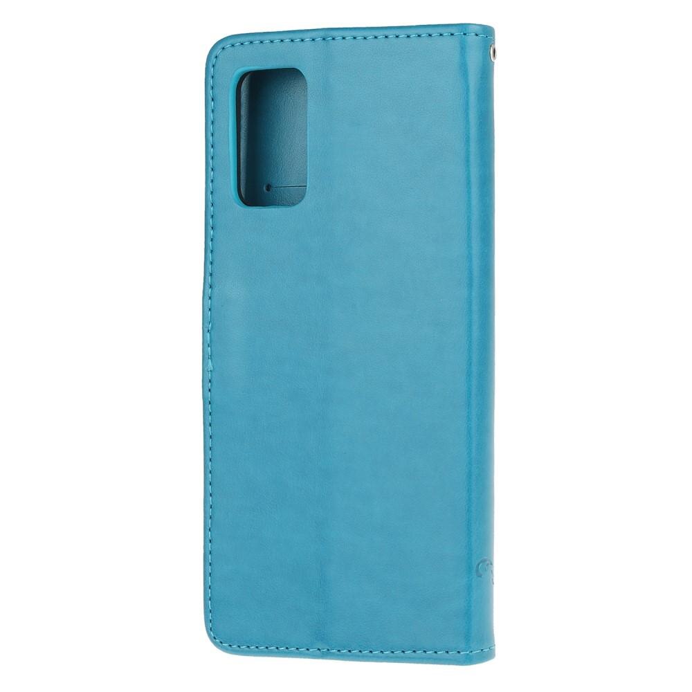 Funda de cuero con mariposas para Motorola Moto G9 Plus, azul