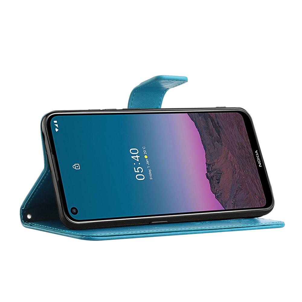 Funda de Cuero con Mariposas Nokia 5.4, Azul