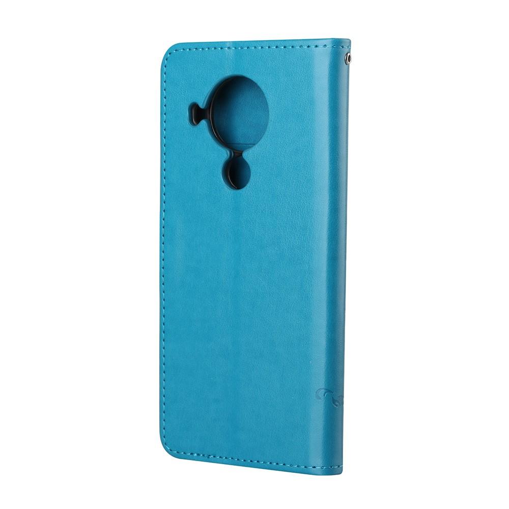 Funda de cuero con mariposas para Nokia 5.4, azul