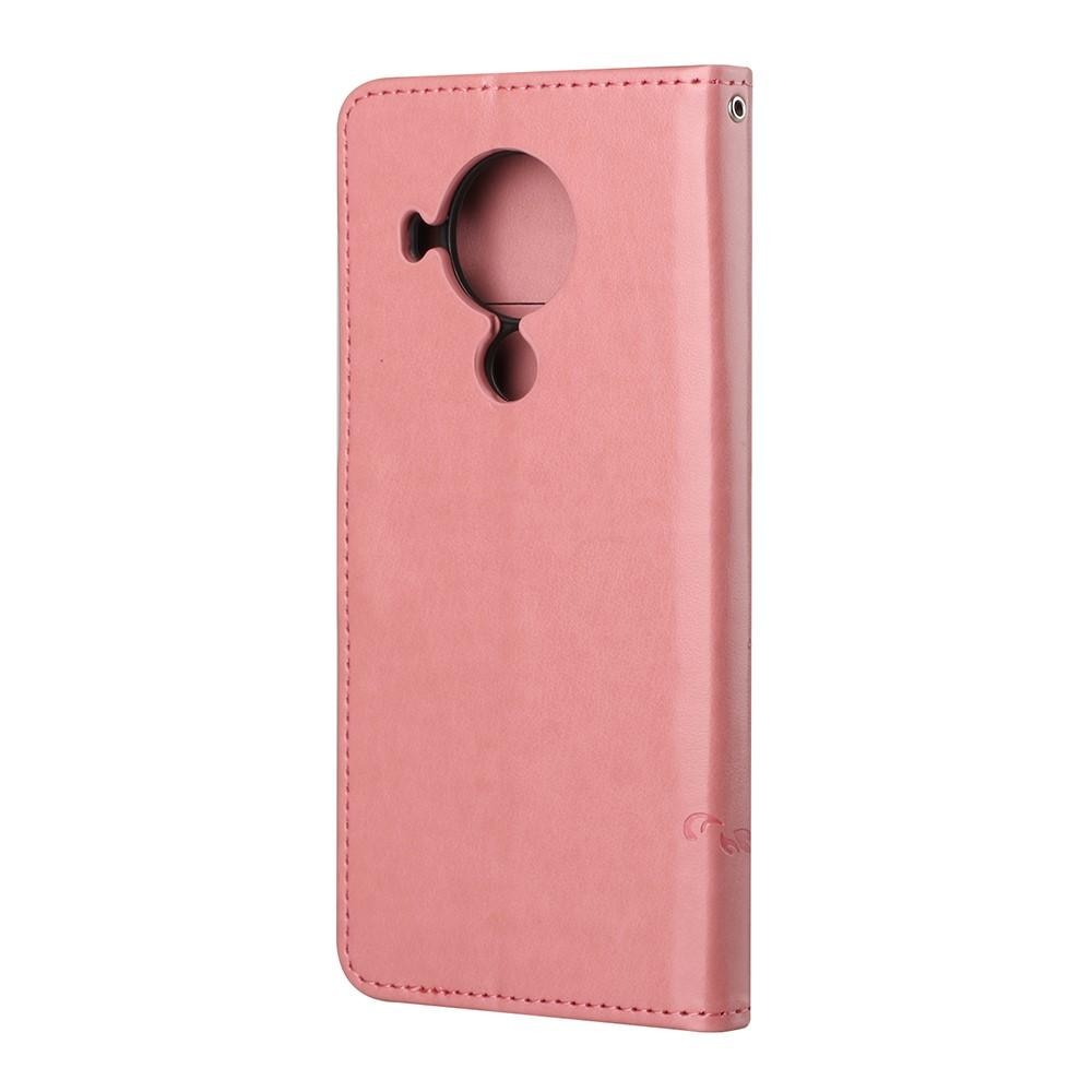 Funda de cuero con mariposas para Nokia 5.4, rosado