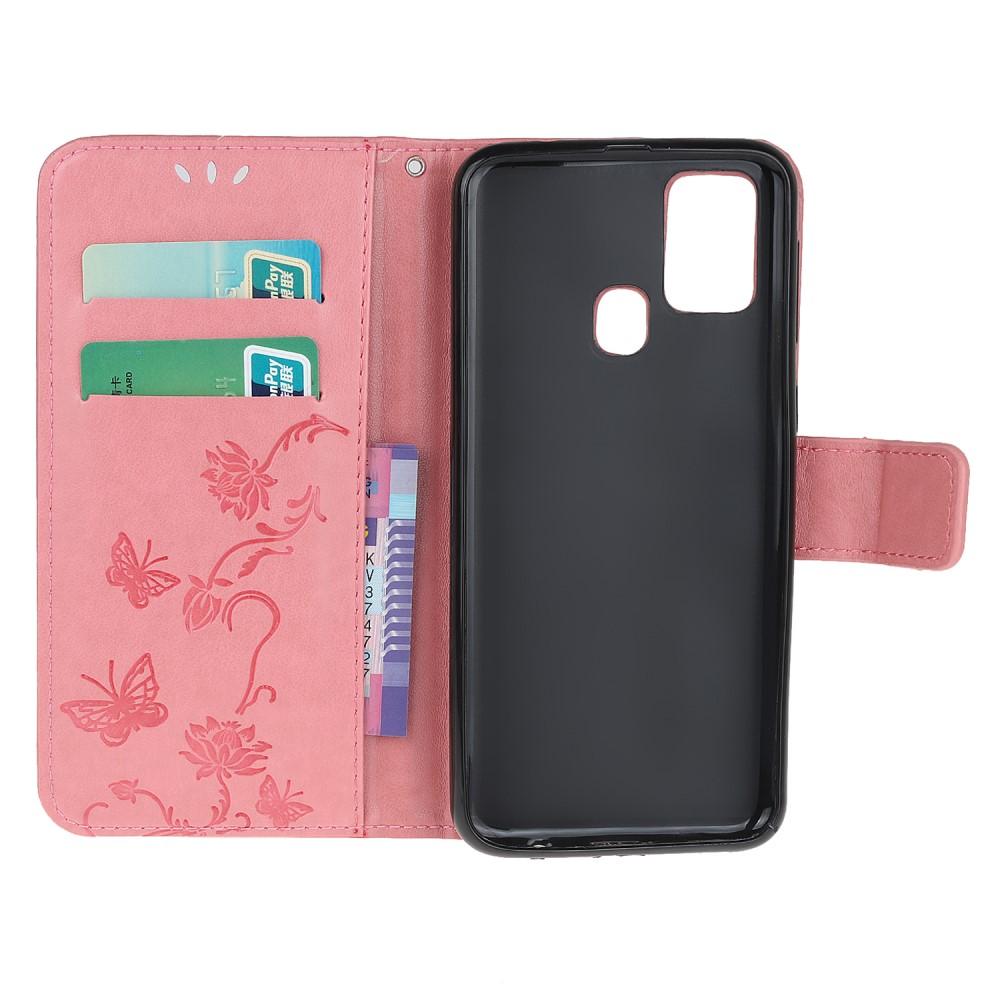 Funda de Cuero con Mariposas  OnePlus Nord N100, Rosa