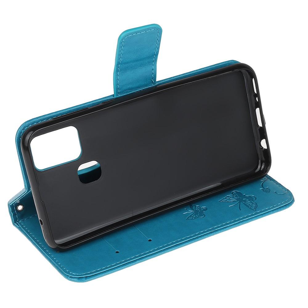 Funda de cuero con mariposas para OnePlus Nord N10 5G, azul
