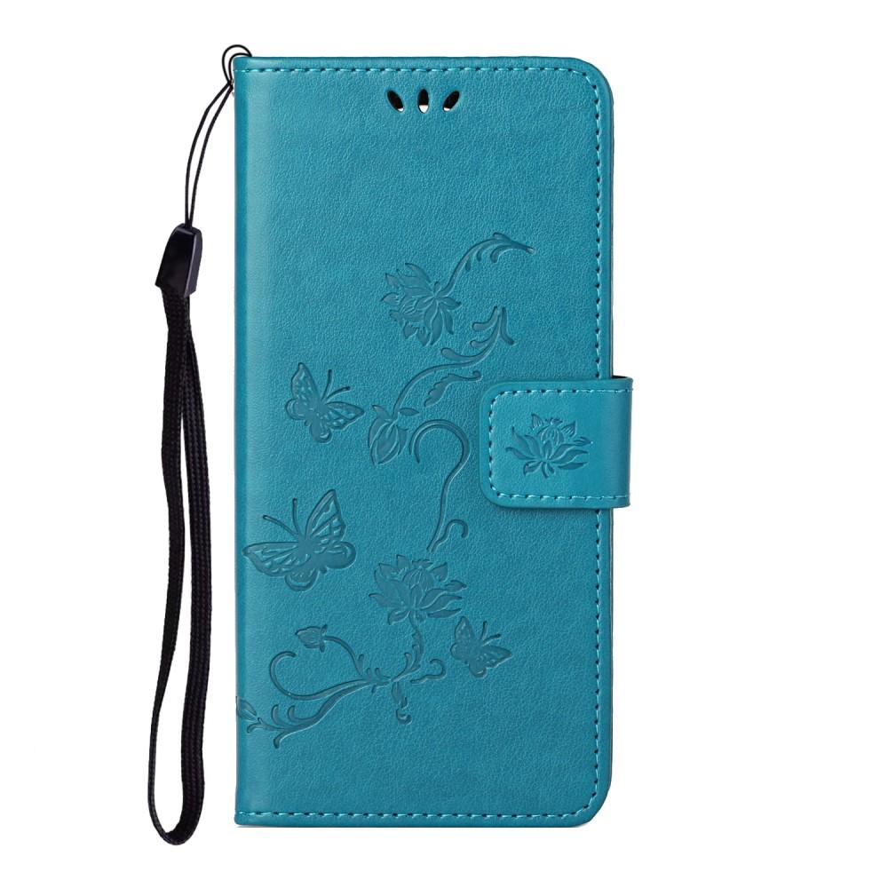 Funda de Cuero con Mariposas Xiaomi Redmi Note 10 Pro, Azul