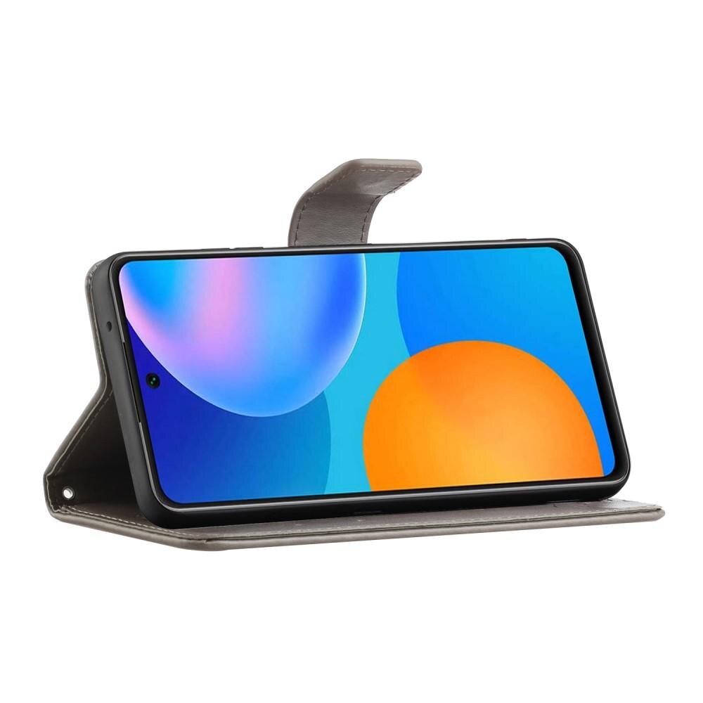 Funda de Cuero con Mariposas Xiaomi Redmi Note 10 Pro, Gris