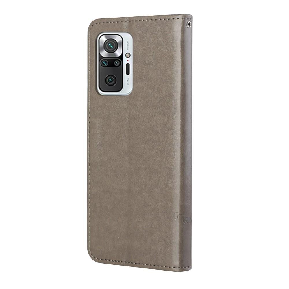 Funda de Cuero con Mariposas Xiaomi Redmi Note 10 Pro, Gris