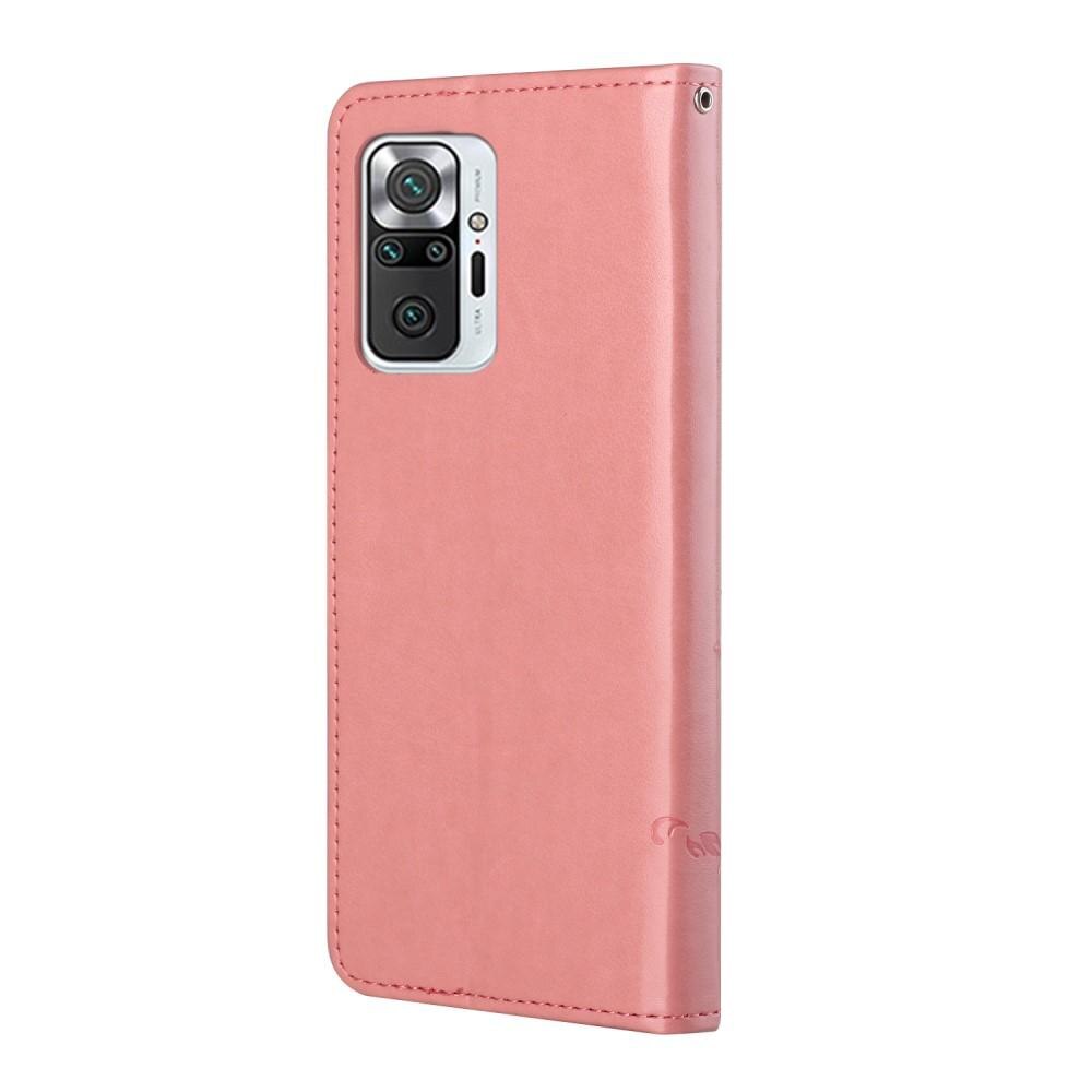 Funda de cuero con mariposas para Xiaomi Redmi Note 10 Pro, rosado