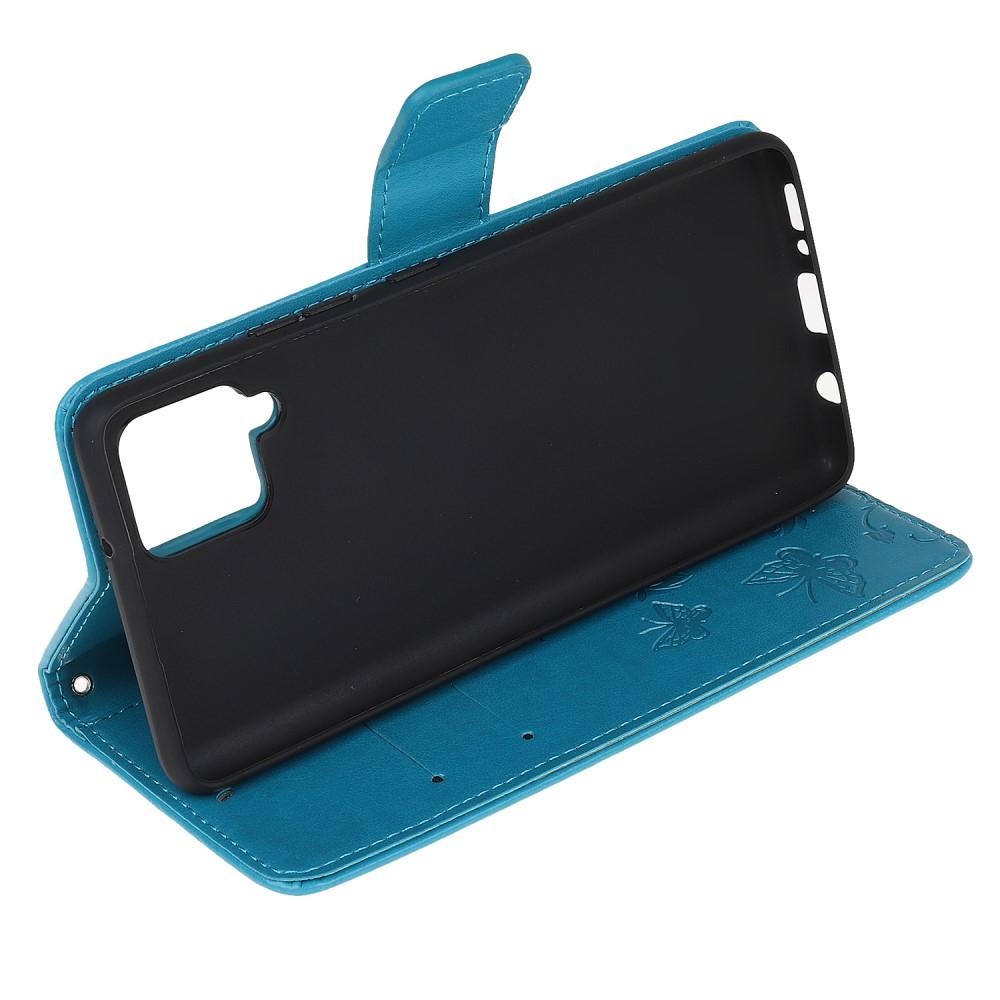 Funda de Cuero con Mariposas Samsung Galaxy A12 5G, Azul