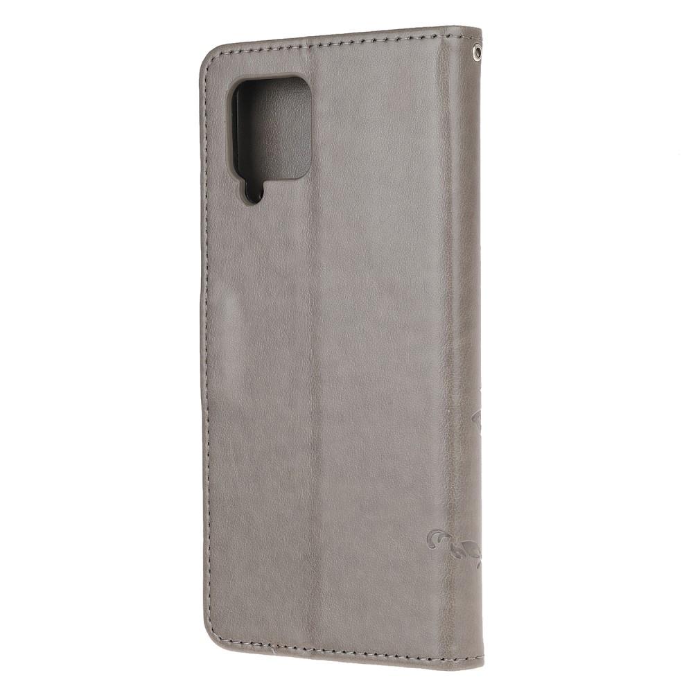 Funda de cuero con mariposas para Samsung Galaxy A12 5G, gris