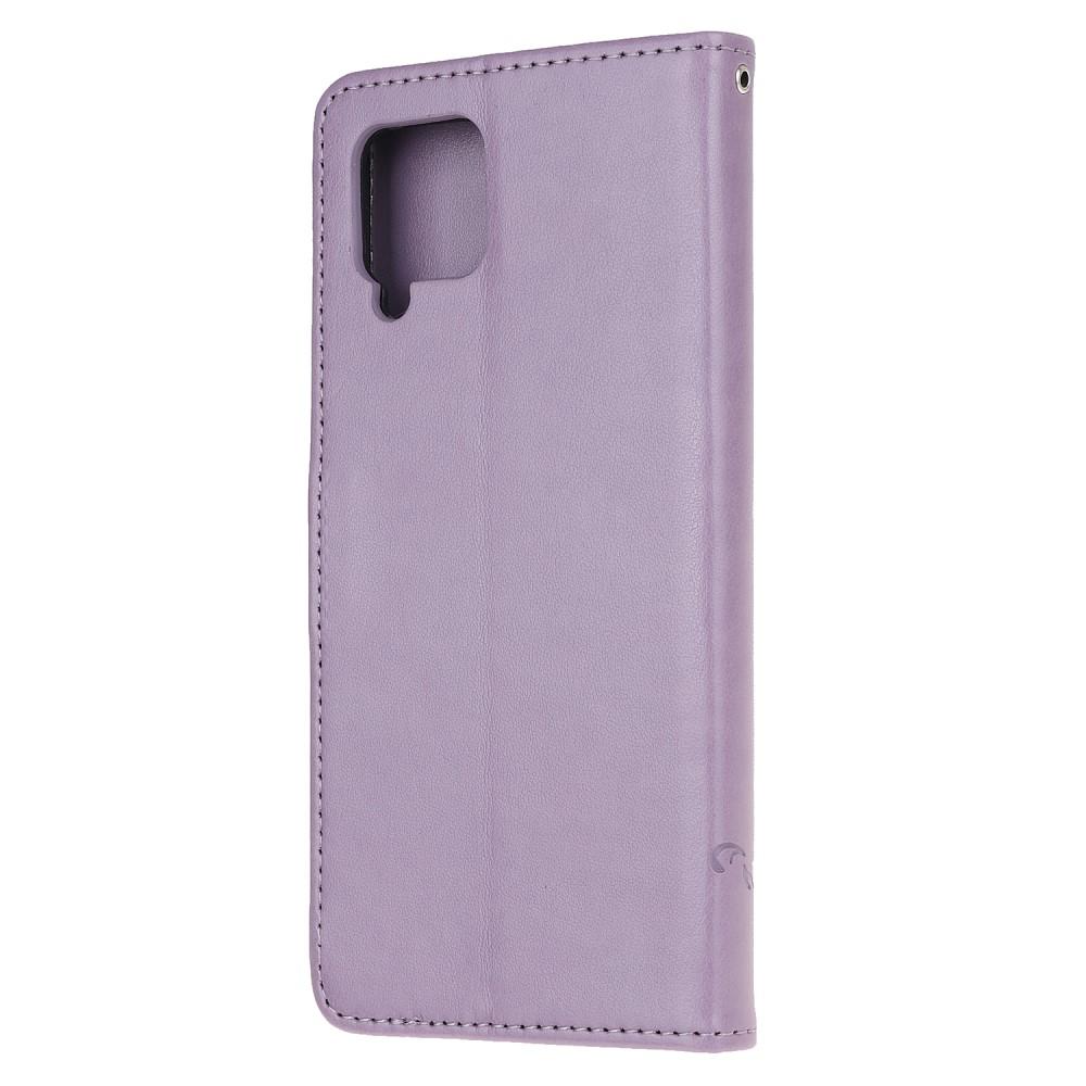 Funda de cuero con mariposas para Samsung Galaxy A12 5G, violeta