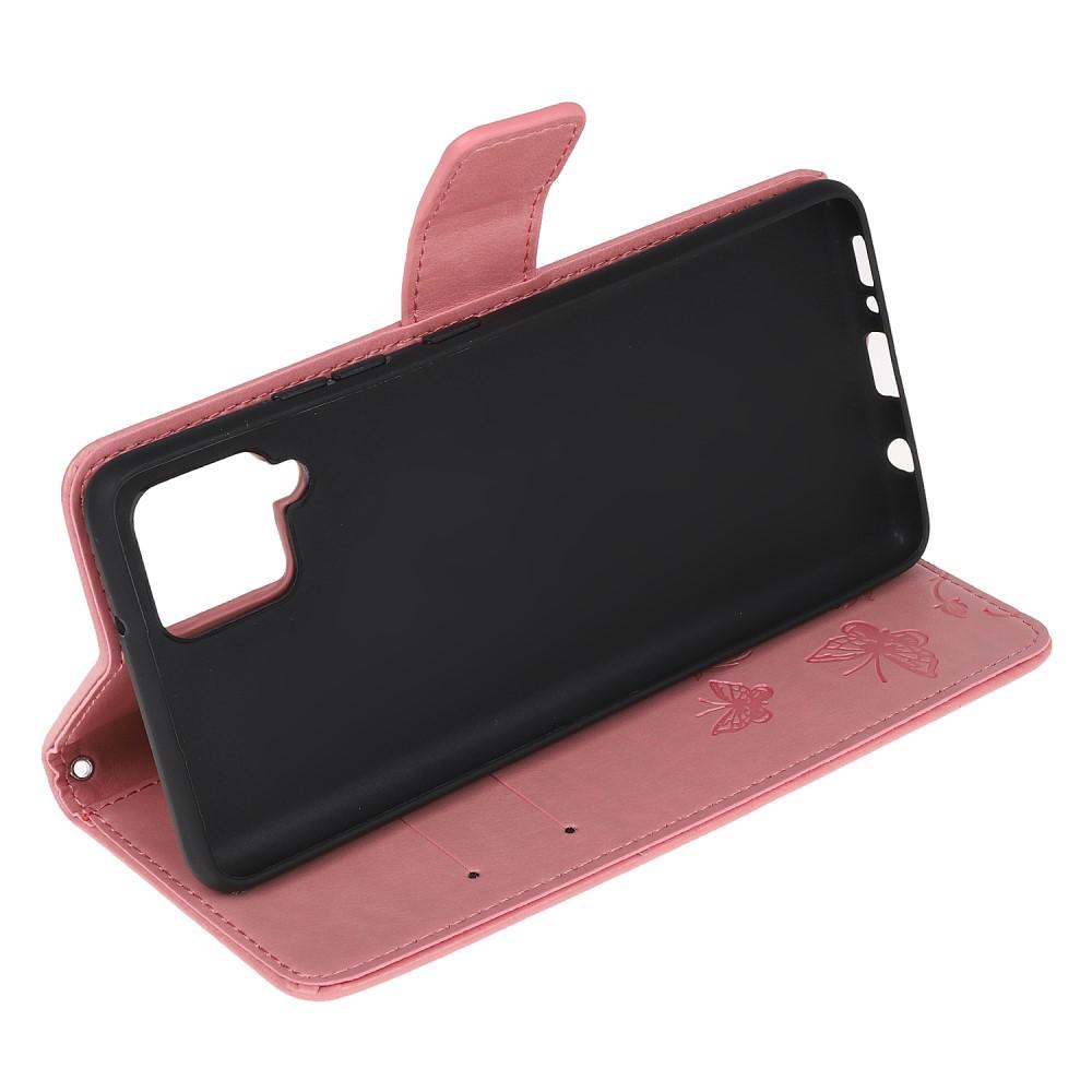 Funda de Cuero con Mariposas Samsung Galaxy A12 5G, Rosa