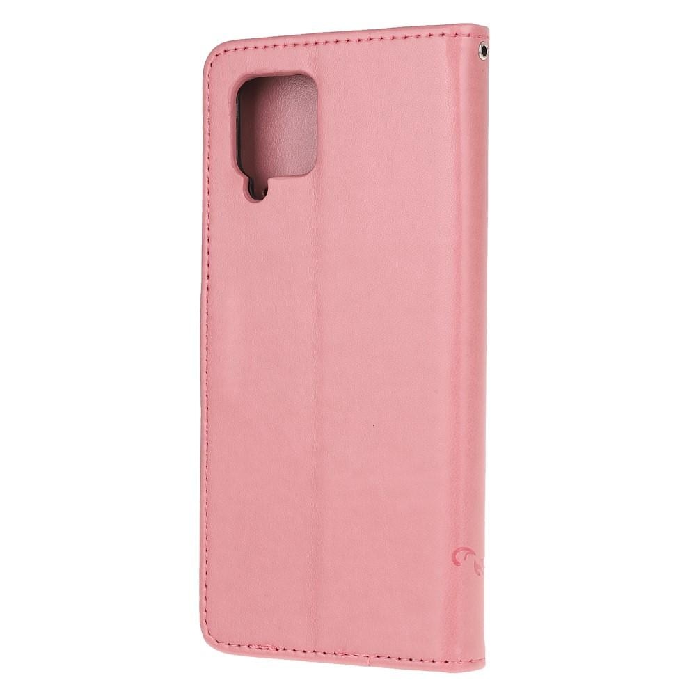 Funda de cuero con mariposas para Samsung Galaxy A12 5G, rosado