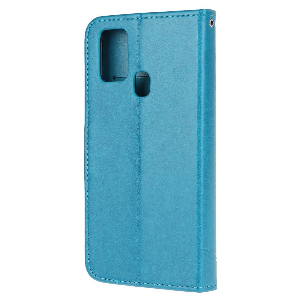 Funda de Cuero con Mariposas Samsung Galaxy A21s, Azul