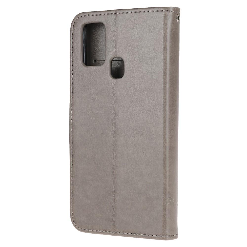 Funda de Cuero con Mariposas Samsung Galaxy A21s, Gris