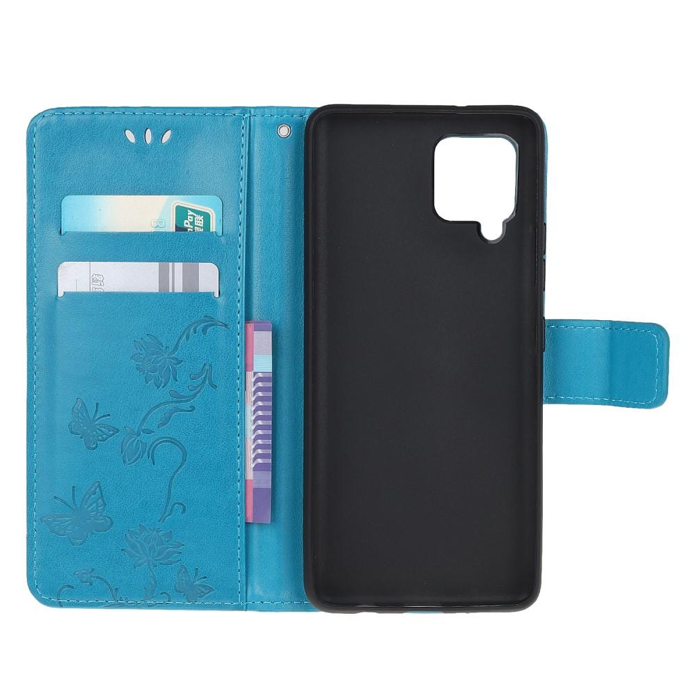Funda de Cuero con Mariposas Samsung Galaxy A42, Azul