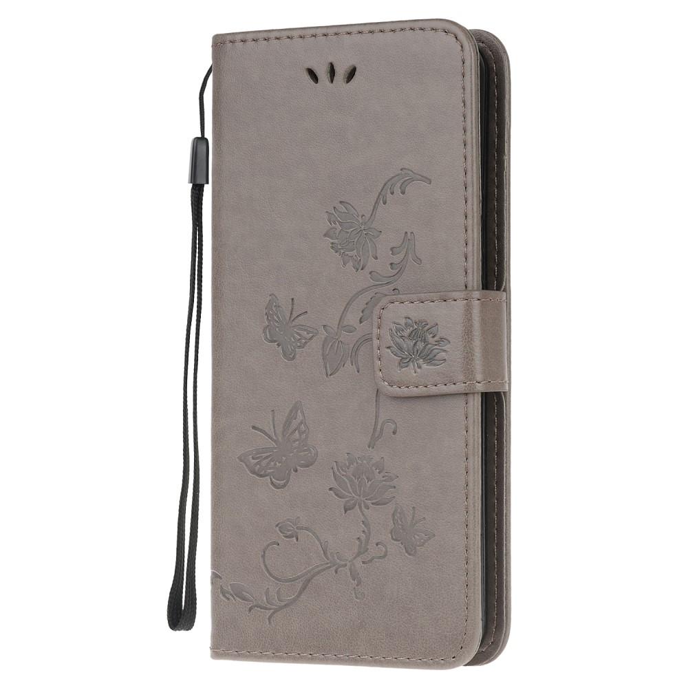 Funda de Cuero con Mariposas Samsung Galaxy A52 5G, Gris