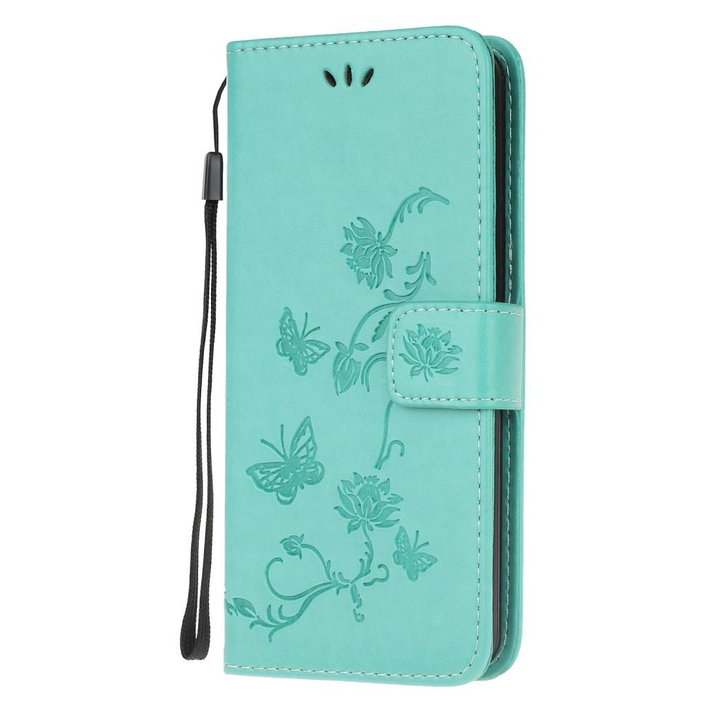 Funda de cuero con mariposas para Samsung Galaxy A52 5G, verde