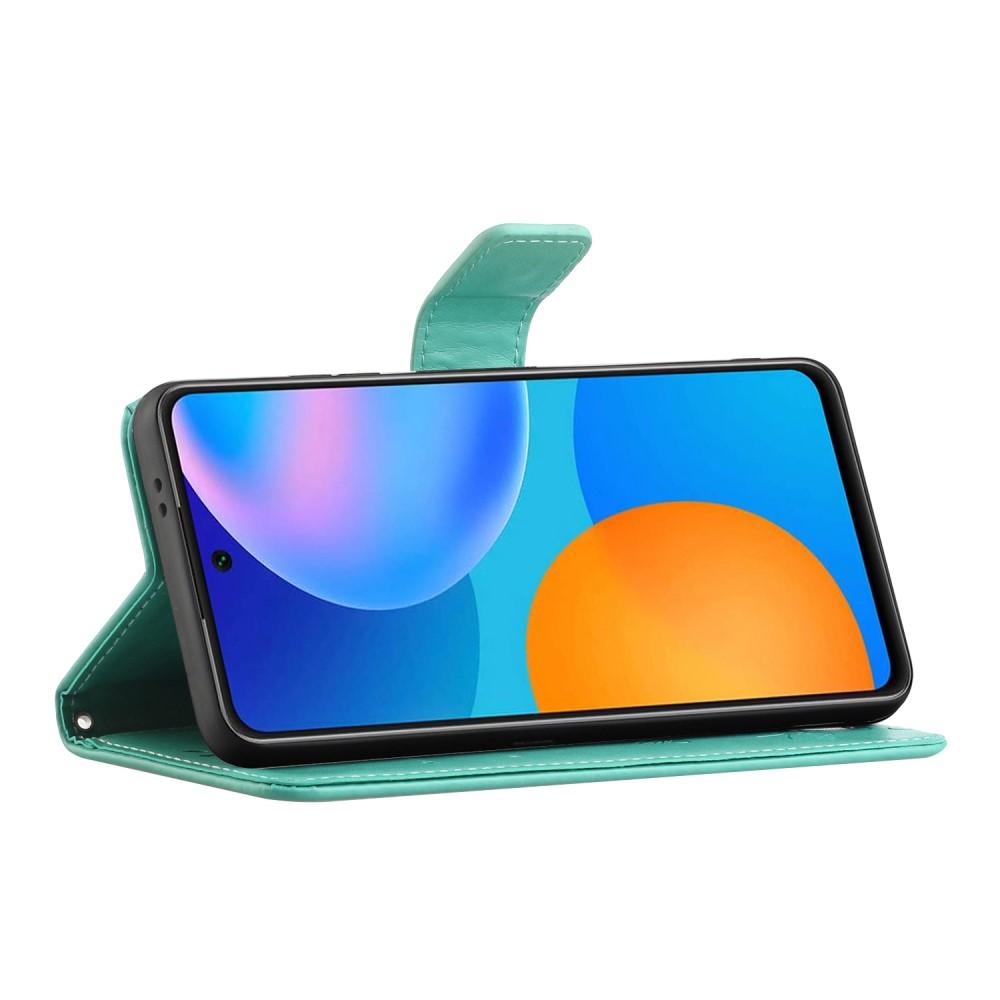 Funda de Cuero con Mariposas Samsung Galaxy A72 5G, Verde
