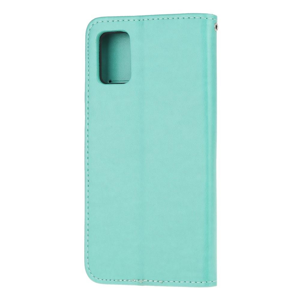 Funda de cuero con mariposas para Samsung Galaxy A72 5G, verde