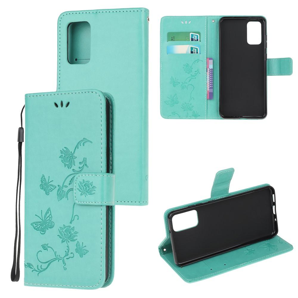 Funda de cuero con mariposas para Samsung Galaxy S20 FE, verde