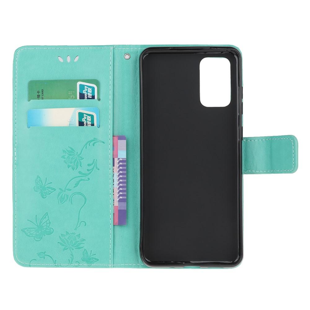 Funda de cuero con mariposas para Samsung Galaxy S20 FE, verde