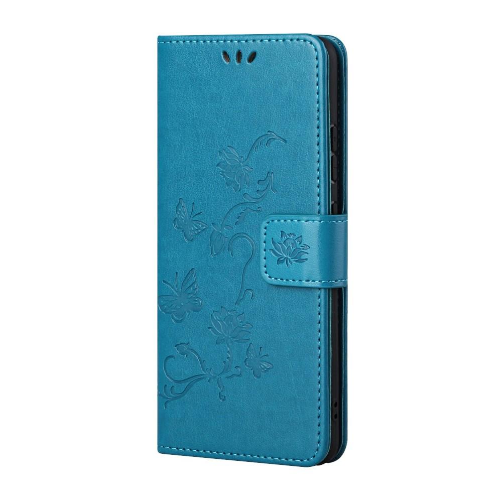 Funda de cuero con mariposas para Samsung Galaxy S21, azul