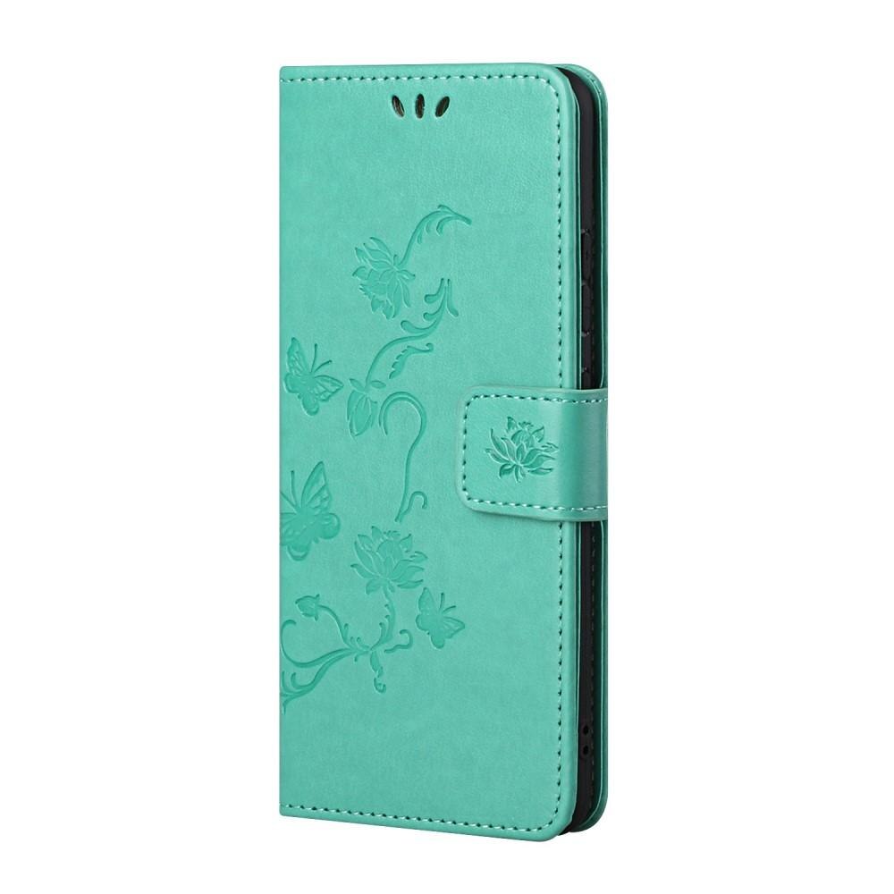 Funda de cuero con mariposas para Samsung Galaxy S21, verde