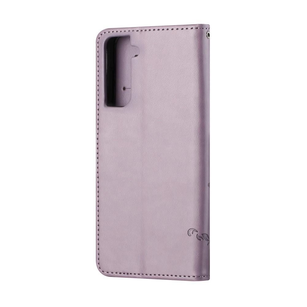 Funda de cuero con mariposas para Samsung Galaxy S21, violeta