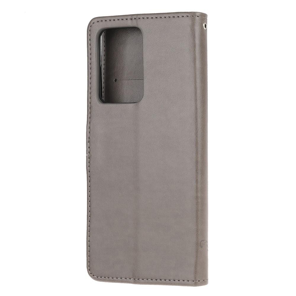 Funda de Cuero con Mariposas Samsung Galaxy S21 Ultra, Gris