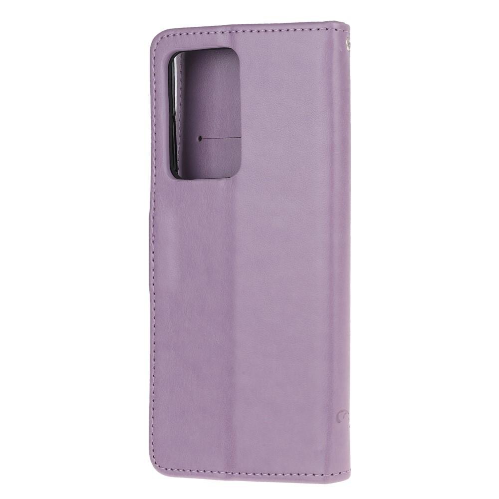 Funda de cuero con mariposas para Samsung Galaxy S21 Ultra, violeta