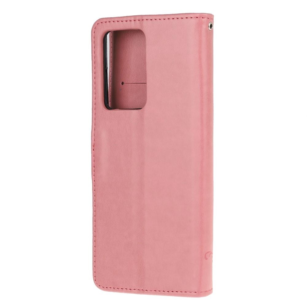 Funda de cuero con mariposas para Samsung Galaxy S21 Ultra, rosado