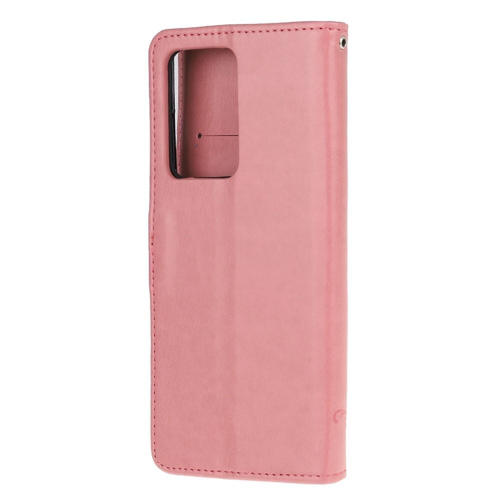Funda de Cuero con Mariposas Samsung Galaxy S21 Ultra, Rosa