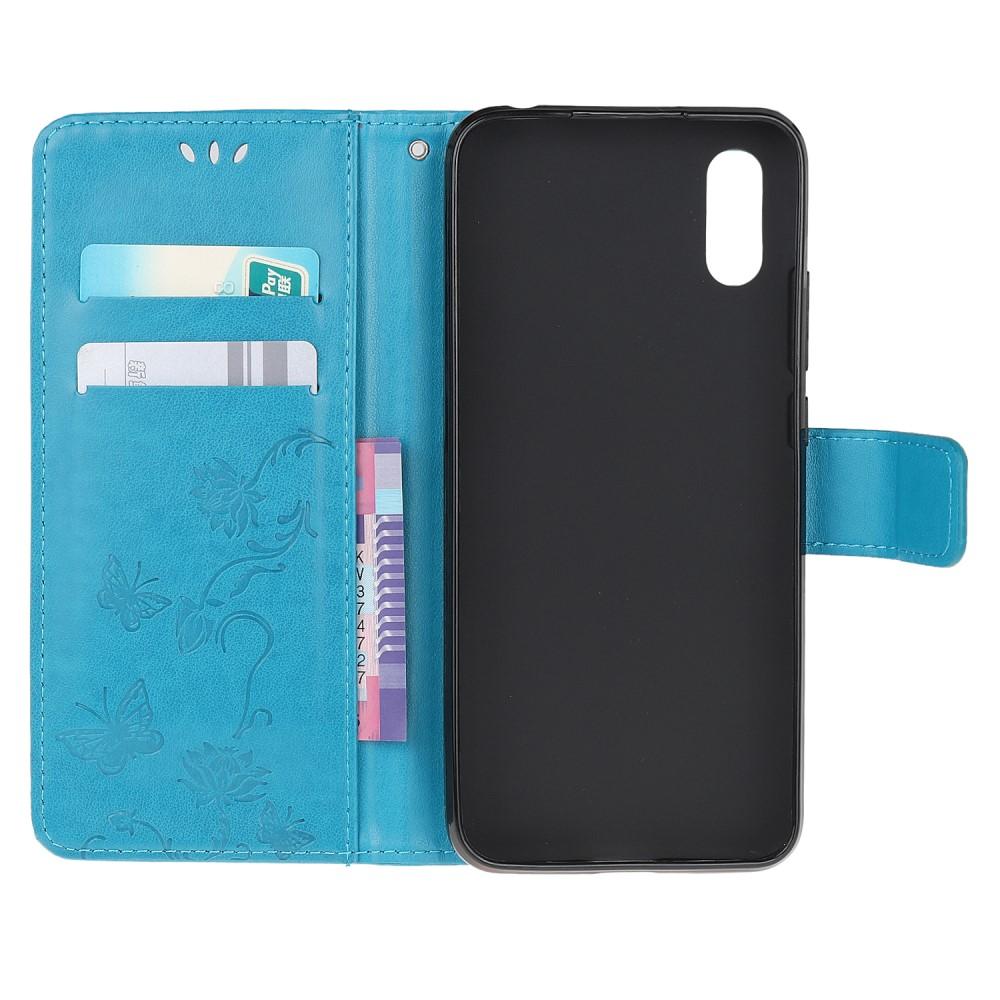 Funda de cuero con mariposas para Samsung Galaxy Xcover 5, azul