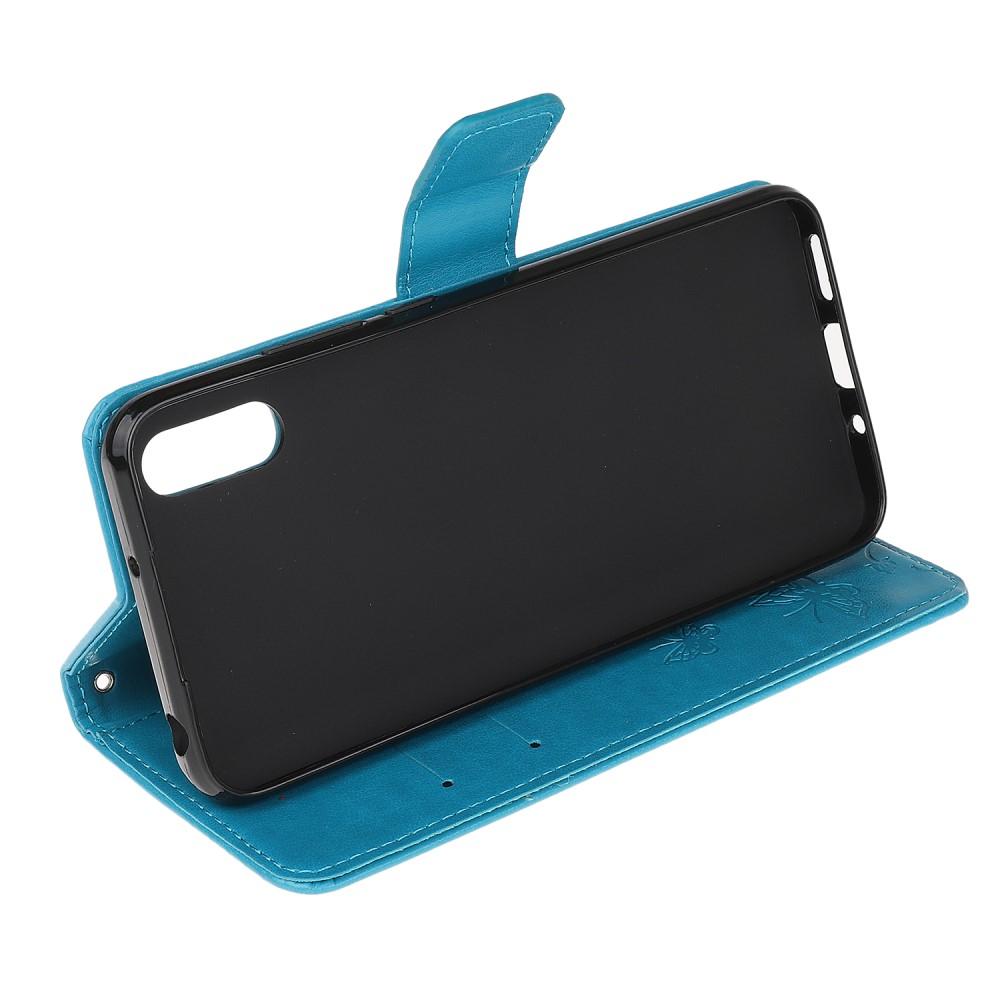 Funda de cuero con mariposas para Samsung Galaxy Xcover 5, azul