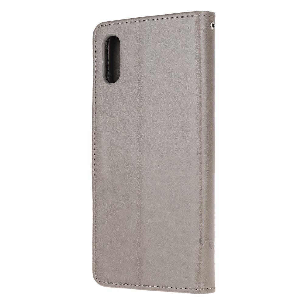 Funda de cuero con mariposas para Samsung Galaxy Xcover 5, gris