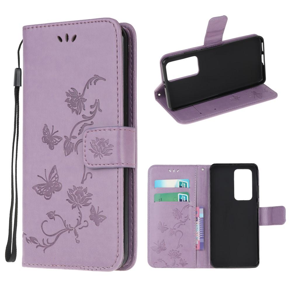 Funda de cuero con mariposas para Xiaomi Mi 10T/10T Pro, violeta