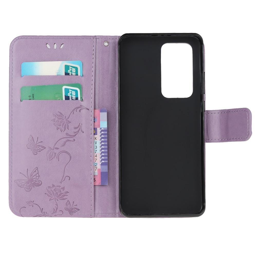 Funda de Cuero con Mariposas Xiaomi Mi 10T/10T Pro, Púrpura