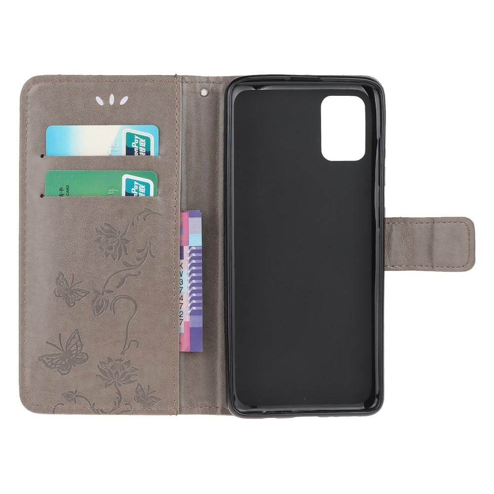 Funda de cuero con mariposas para Xiaomi Mi 11i, gris