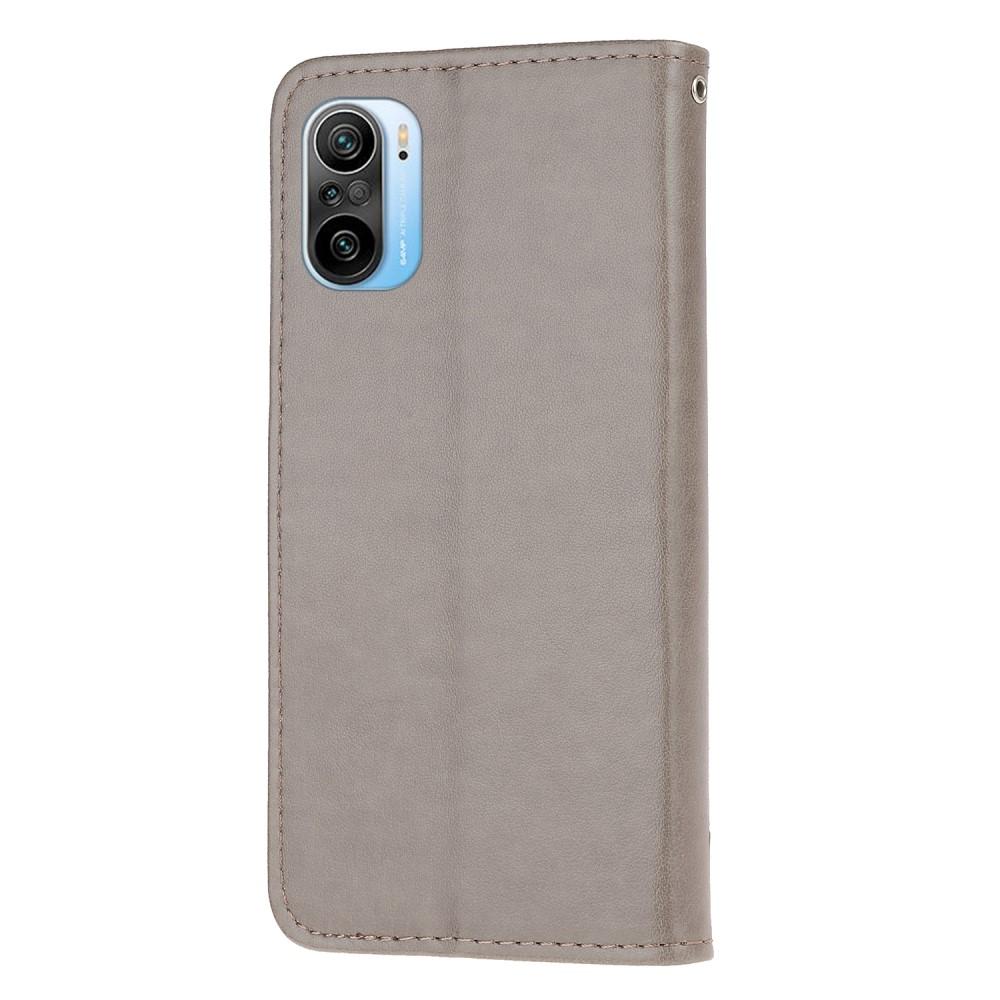 Funda de cuero con mariposas para Xiaomi Mi 11i, gris