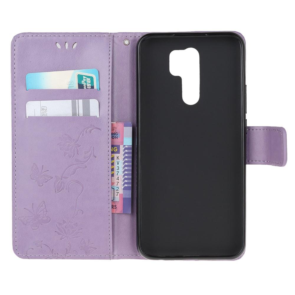 Funda de cuero con mariposas para Xiaomi Redmi 9, violeta