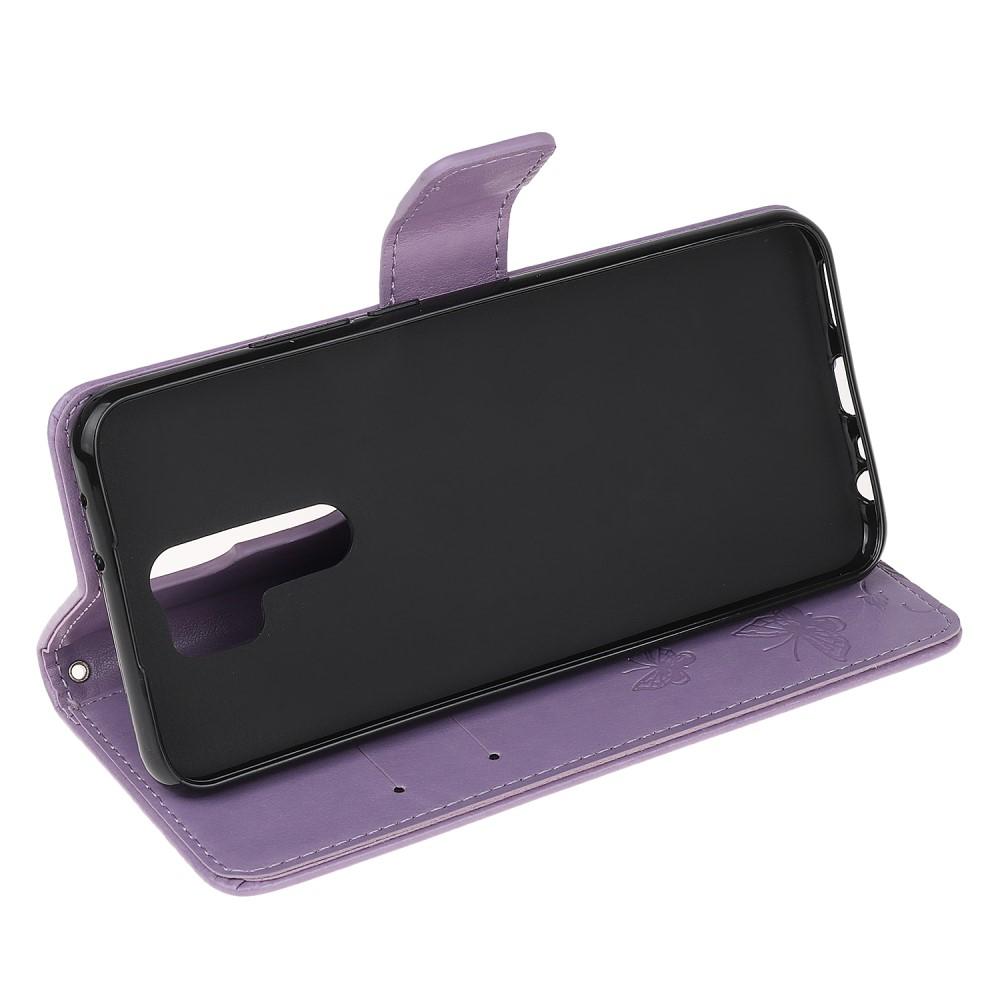 Funda de cuero con mariposas para Xiaomi Redmi 9, violeta