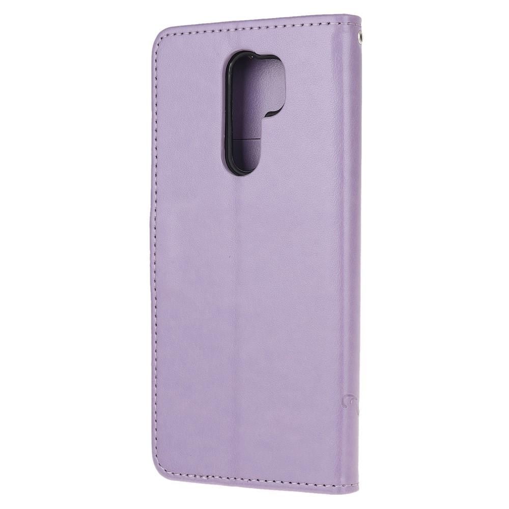 Funda de cuero con mariposas para Xiaomi Redmi 9, violeta