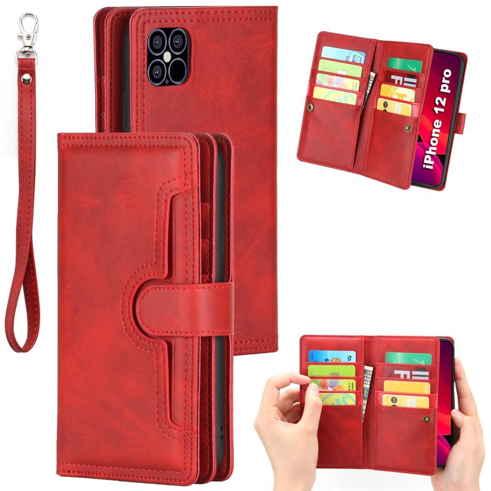 Multi-Slot tipo cartera de cuero iPhone 12/12 Pro Rojo