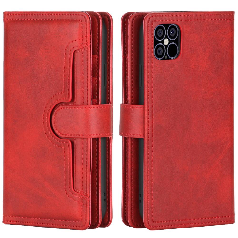 Multi-Slot tipo cartera de cuero iPhone 12/12 Pro Rojo