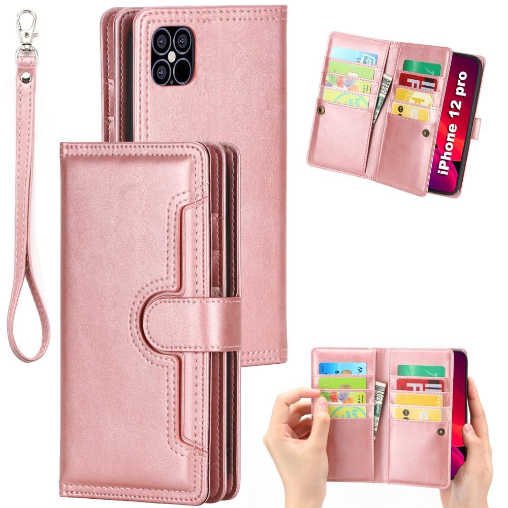 Multi-Slot tipo cartera de cuero iPhone 12/12 Pro Oro rosa