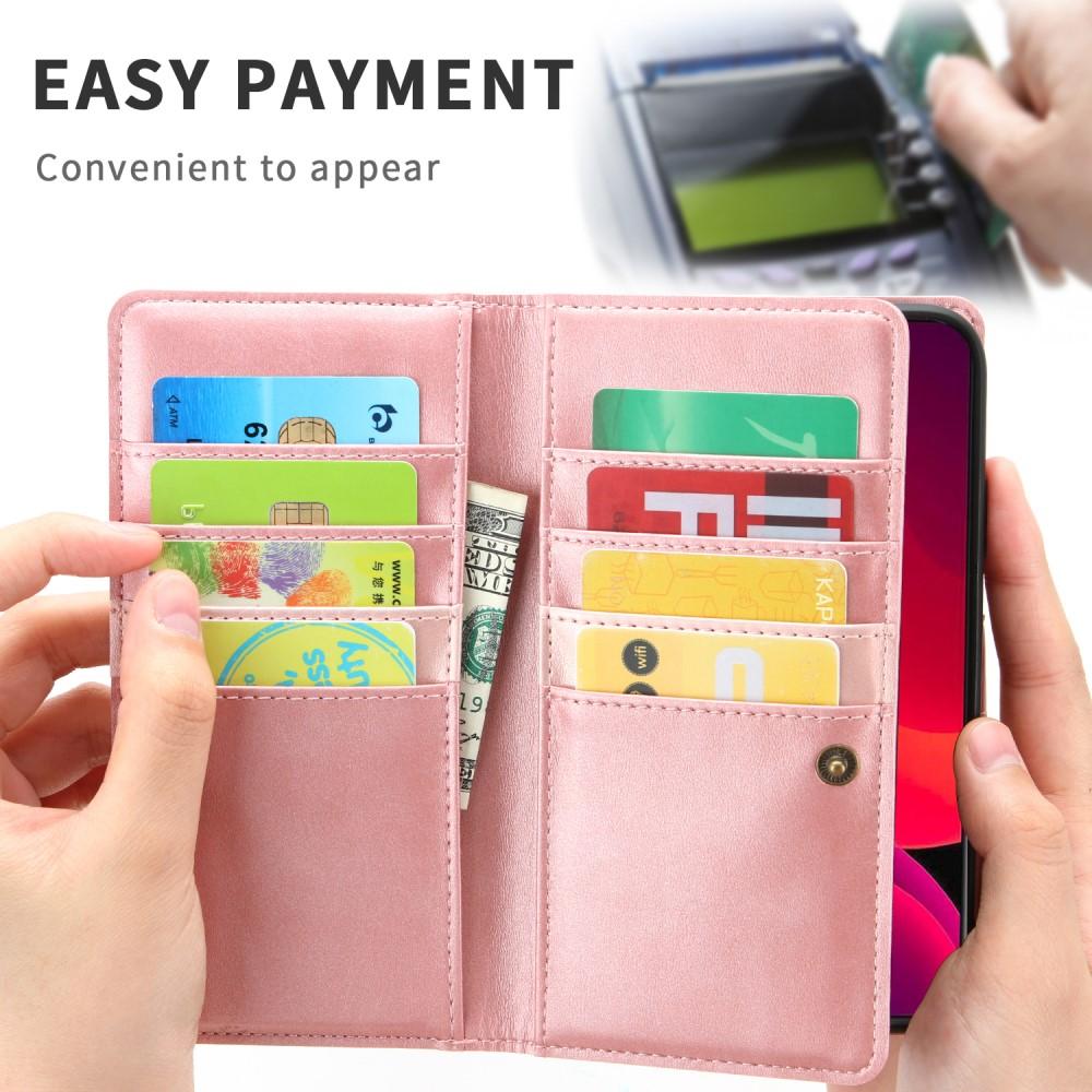 Multi-Slot tipo cartera de cuero iPhone 12/12 Pro Oro rosa