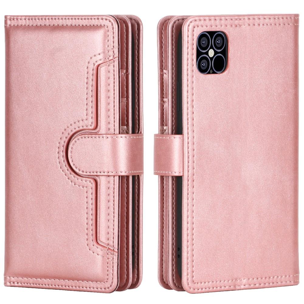 Multi-Slot tipo cartera de cuero iPhone 12/12 Pro Oro rosa