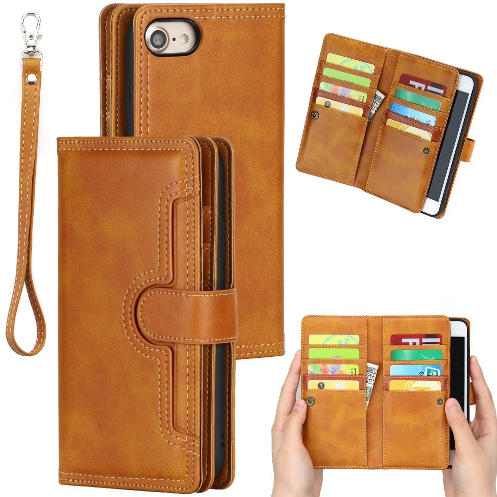 Multi-Slot tipo cartera de cuero iPhone 8 coñac