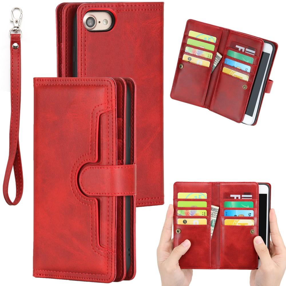 Multi-Slot tipo cartera de cuero iPhone 8 rojo