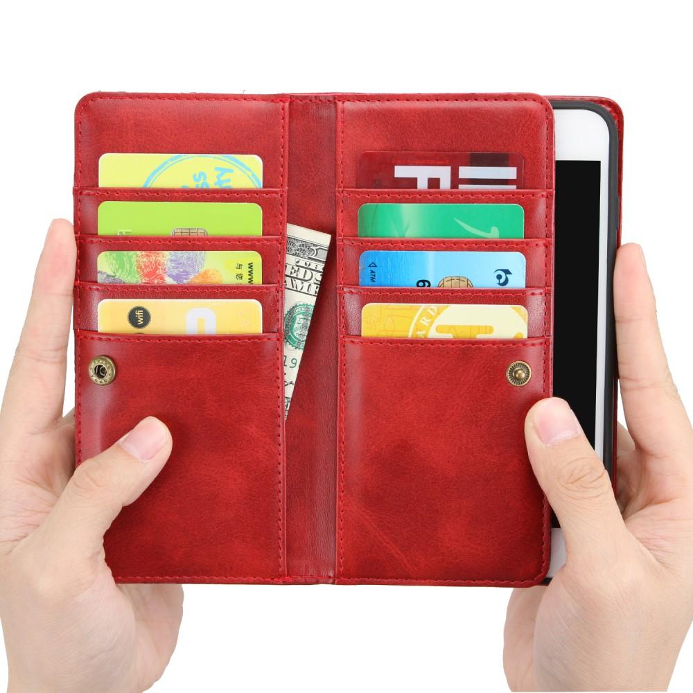 Multi-Slot tipo cartera de cuero iPhone SE (2020) rojo